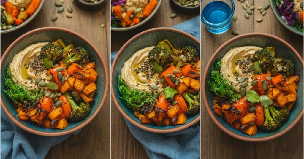 Roasted Veggie and Hummus Bowl Easy Recipe